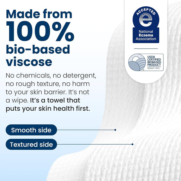 Clean Skin Club Clean Towels™, 100% USDA Biobased Dermatologist Approved Face Towel, Disposable Clinically Tested Face Towelette, Facial Washcloth, Ultra Soft Makeup Remover Dry Wipes, 1 Pack, 25 Ct