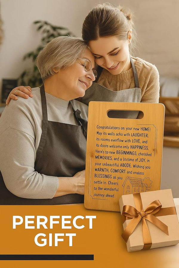 Housewarming Gifts for New Home - Bamboo Cutting Board with Engraved Message - New Home Essentials for Homeowners, Couples, Friends, or Family -