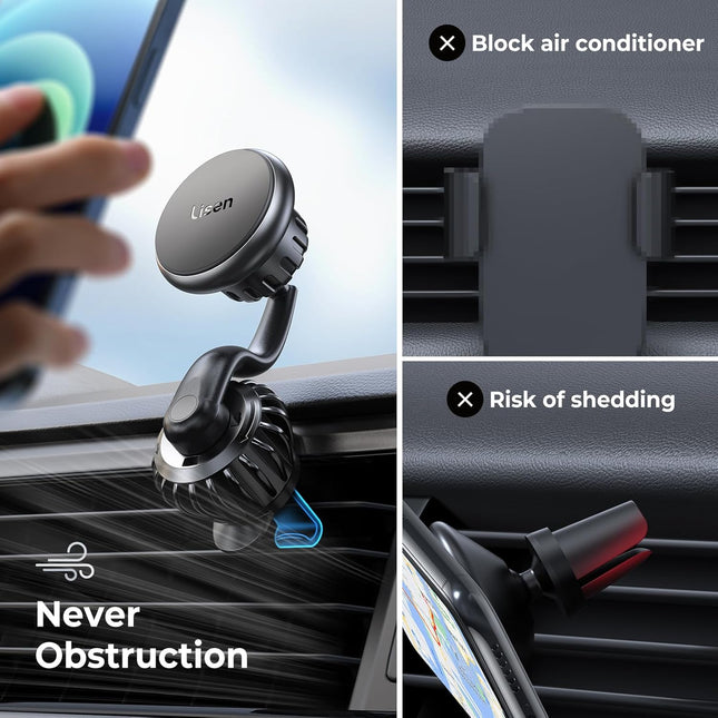 LISEN Magnetic Phone Holder for Car Mount Adjustable Phone Magnet for Car Enjoy Never Blocking Universal Air Vent Magnet