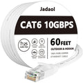 Cat 6 Ethernet Cable 60 Ft, Outdoor&Indoor, 10Gbps Support Cat8 Cat7 Network, Slim Long Flat Internet LAN Patch Cord, Cat6 Fast Speed Weatherproof