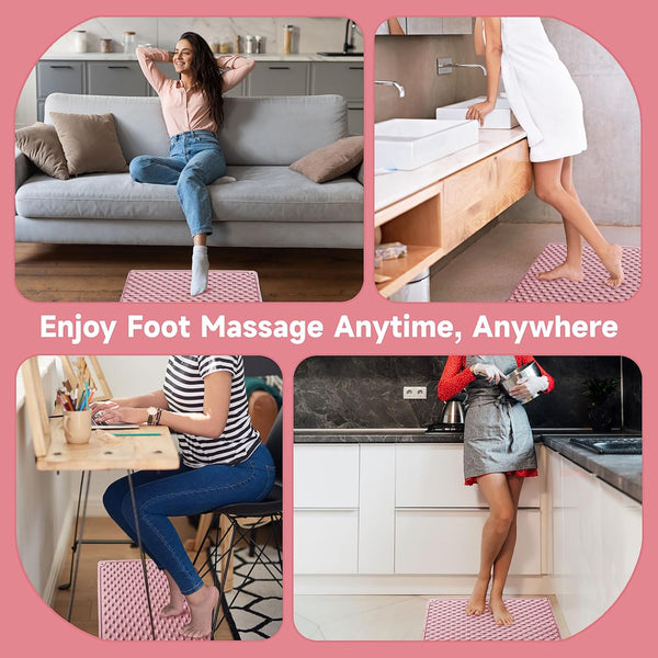 Foot Massage Acupressure Mat, Portable Silicone Reflexology Pad, Moderate Hardness Pressure Point Mat, Anti-Fatigue Mat, Connectable for Jogging &