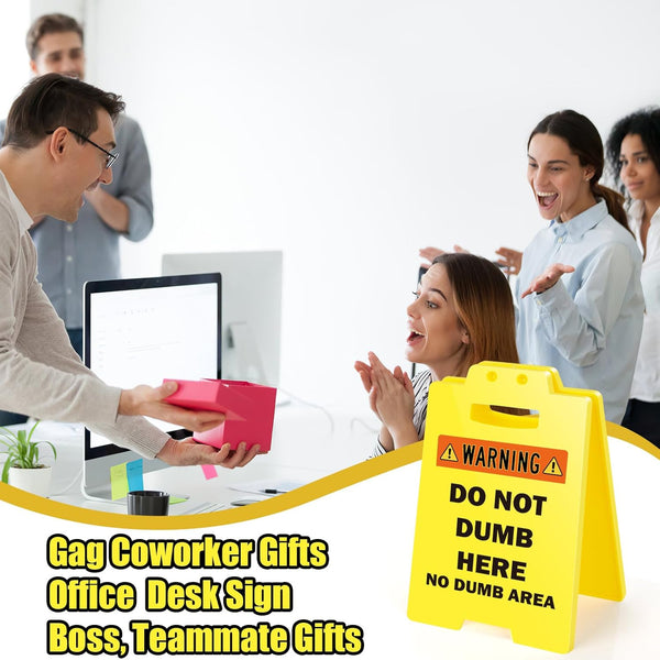 MBL Funny Team Office Gifts - Funny Fun Gag Desk Warning Caution Sign Cubicle Decor for Coworker Teammate Employee Boss Birthday Christmas White