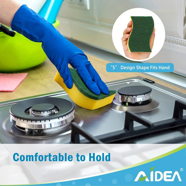 AIDEA Heavy Duty Scrub Sponge-50 Count, Cleaning Sponge, Kitchen Dish Sponge, Effortless Cleaning Eco Scrub Pads for Dishes,Pots,Pans All at Once