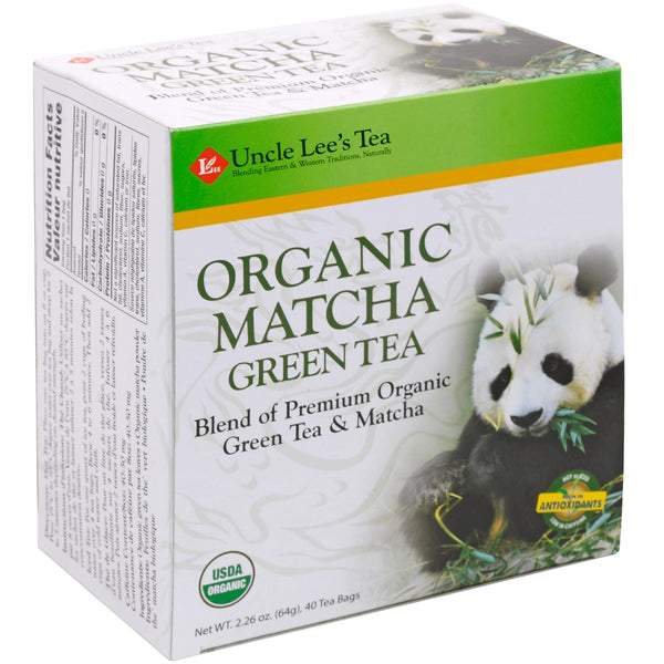 Uncle Lee'S Tea - Organic Matcha Green Tea, High in Catechin, Rich in Antioxidants, Box, 40 Tea Bags