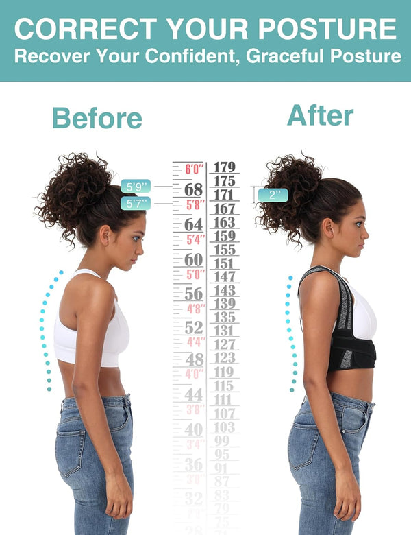 Posture Corrector for Women Men,Bi-Straps Back Straightener - Bamboo Fiber Back Brace Posture Corrector - Instant Upper Back Pain Relief