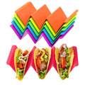 Aichoof Colorful Taco Holder Stands Set of 6 - Premium Large Tray Plates Holds up to 3 or 2 Tacos Each, PP Health Material Very Hard and Sturdy,