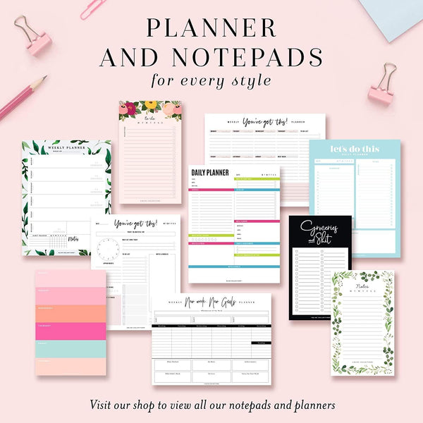 Bliss Collections Daily Planning Pad, to Do List Notebook - Undated Tear-Off Sheets Notepad - Work Calendar, Organizer, Scheduler for Goals, Tasks