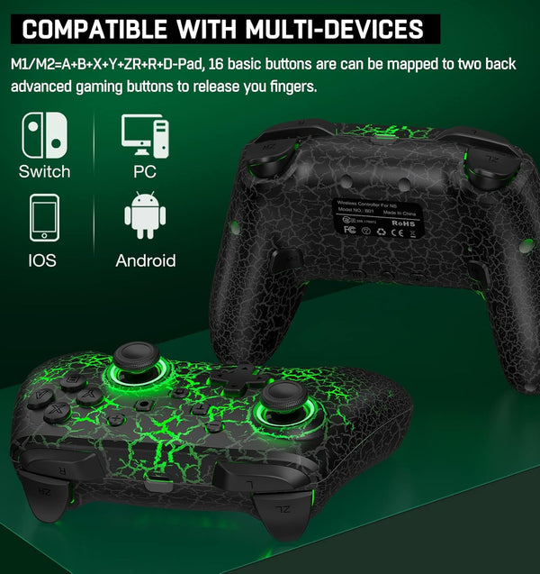 Programmable Switch Controller with Wireless USB Receiver for Nintendo Switch/Lite/Oled, Wireless Switch Controllers with a Mouse Touch Feeling