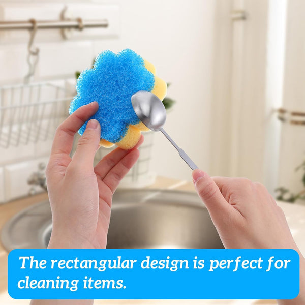 3Pcs Dish Soap Sponge, Dish Washing Sponge,Dual-Sided Temperature Scrubby Sponges,Flower Dual-Sided Sponge for Dish, Bathroom, Kitchen, Washing &