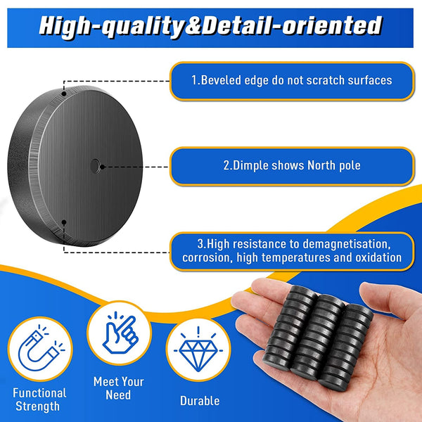 Grtard 20 Pack round Ceramic Magnets with Adhesive Backing Ceramic Magnets round Disc Magnets, Perfect for Refrigerator Button DIY Cup Tiny Magnet