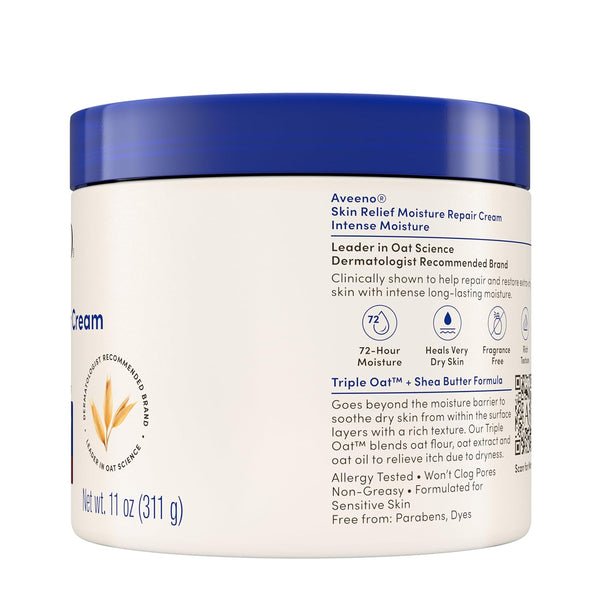 Aveeno Skin Relief Intense Moisture Repair Body Cream with Triple Oat & Shea Butter Formula, Helps Relieve & Restore Extra-Dry Skin with