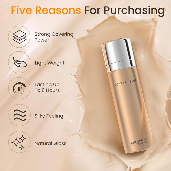 Airbrush Foundation Set with Soft Makeup Brush, [Light Weight], [Long Lasting], [Anti-Aging Ingredient], [Oil Control Formula], Full Coverage