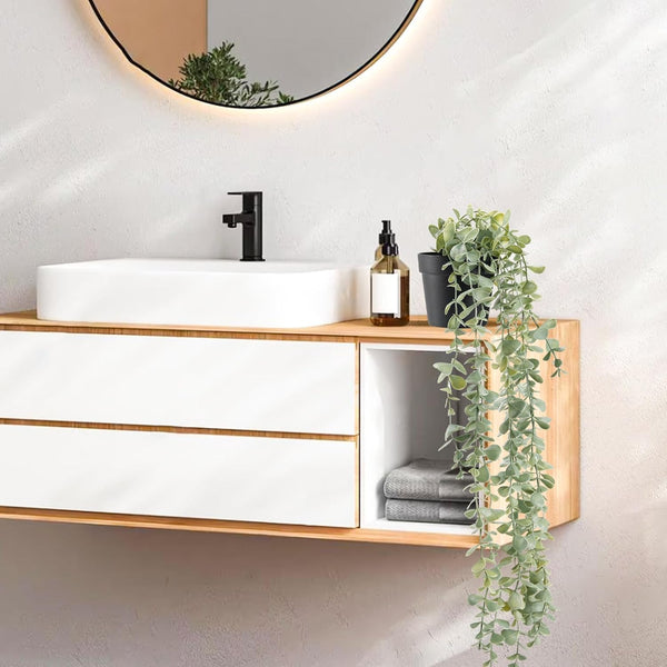 Der Rose 1Pcs Fake Plants Hanging Artificial Decor Faux Potted Eucalyptus Plants for Boho Bathroom Home Office Desk Wall Shelf Bookcase