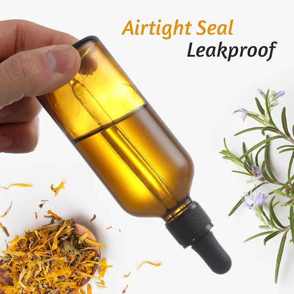 4 Pack, 100Ml Dropper Bottles with 2Pcs Glass Pipettes(1Ml) - Essential Oils Bottles for Health, Personal Care & Beauty - 3.4Oz Thick Dark Amber