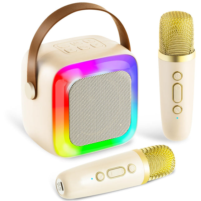 Kids Karaoke Machine for Adults, Mini Portable Karaoke Bluetooth Speaker with 2 Wireless Microphones, Birthday Gifts Toy