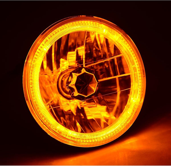 OCTANE LIGHTING 7" H6024 / 6014 Halogen Amber Led Halo Ring H4 Light Bulb Angel Eye Headlight