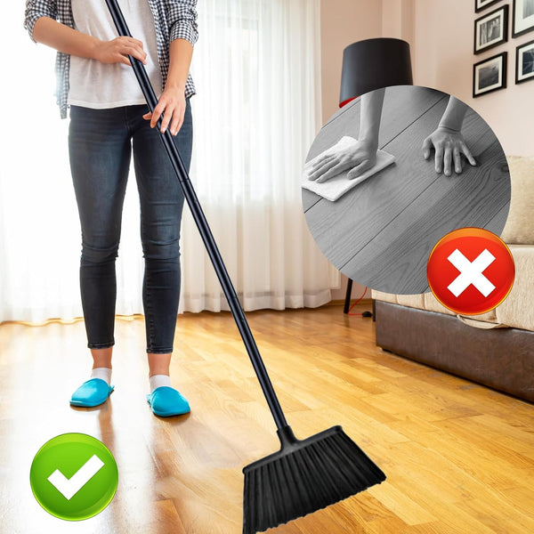 54 Inch Long Metal Handle Household Broom - Adjustable Heavy-Duty Broom for Indoor and Outdoor Cleaning, Suitable for Homes, Garages, Kitchens,