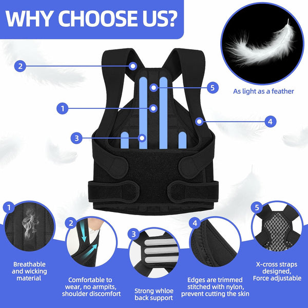 Back Brace Posture Corrector for Women and Men, Upgraded Full Support, Adjustable Back Straightener for Improving Posture, Relief for Upper,Lower