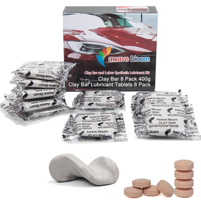 8 Pack Car Clay Bars Auto Detailing 400G and Clay Bar Lubricant Tablets 8 Pack (1Pcs=16 Oz) Clay Bar Kit for Car Detaili