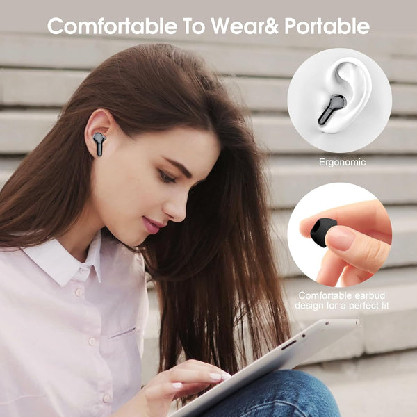 Wireless Earbuds, Bluetooth 5.4 Headphones Hifi Stereo, Bluetooth Earbuds with ENC Noise Cancelling Mic, IP7 Waterproof in Ear Earphones, 48H, LED