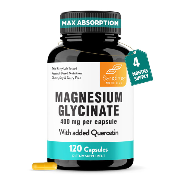 Sandhu'S Quercetin with Magnesium Glycinate Capsules for Men & Women | Supports Immune Health, Quality Sleep & Relaxation | 120 Count (Pack of 1)