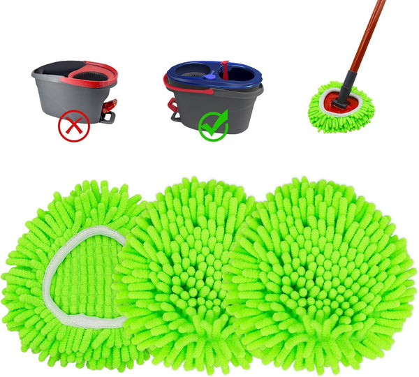 Mop Heads Replacements,Mop Replace Heads Compatible with Ocedar Rinseclean 2-Tank Spin Mop,Reusable Mop Head for Wet/Dry,3 Pack