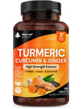 Turmeric Tablets with Black Pepper & Ginger - Curcumin - 180 Turmeric and Black Pepper Tablets (3 Month) High Strength Active Turmeric Supplements