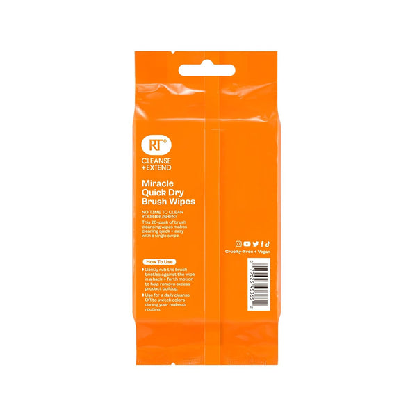 Real Techniques Miracle Quick Dry Brush Wipes, Remove Product Build-Up, Easily Switch Colors, Fast Drying, Convenient Makeup Brush Cleaner,