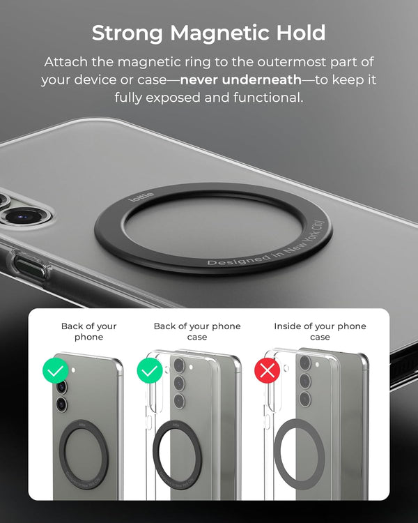 Iottie Universal Magsafe Ring Adapter for Android (2 Pack). Magnetic Adapter Ring Compatible with Magsafe Accessories & Wireless Chargers,