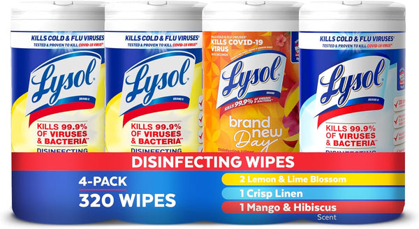 Lysol Disinfecting Wipes Bundle, Home Apartment Dorm Room Essentials and Cleaning Supplies, All Purpose Cleaner, Multi-Surface Cleaning Wipes,