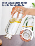 NiHome 25oz/750ml Clear Glass Water Bottle with 2 Caps & Stainless-Steel Straw, Temperature Resistant Durable High Borosilicate Glass Drinkware