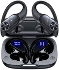 Pocbuds Bluetooth Headphones Wireless Earbuds 80Hrs Playtime Wireless Charging Case Digital Display Sports Ear Buds with Earhook Deep Bass IPX7