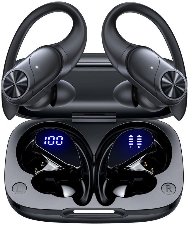 Pocbuds Bluetooth Headphones Wireless Earbuds 80Hrs Playtime Wireless Charging Case Digital Display Sports Ear Buds with