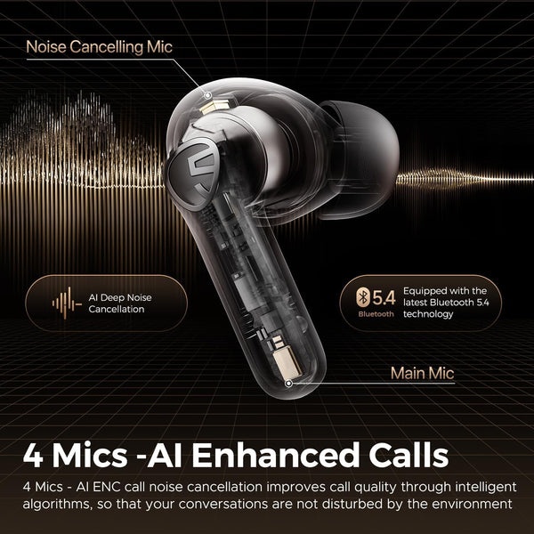 Soundpeats T3 Pro Wireless Earbuds, 12Mm Drivers Bass Stereo in Ear Headphones, Bluetooth 5.4, 28Hrs Playtime, Call Noise Cancellation, IPX4