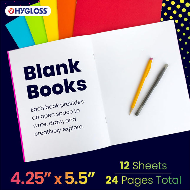 Hygloss Blank Books 4.25 X 5.5 Inches - 10 Pack â Assorted Colors Paperback for Drawing & Writing â Empty Books for 