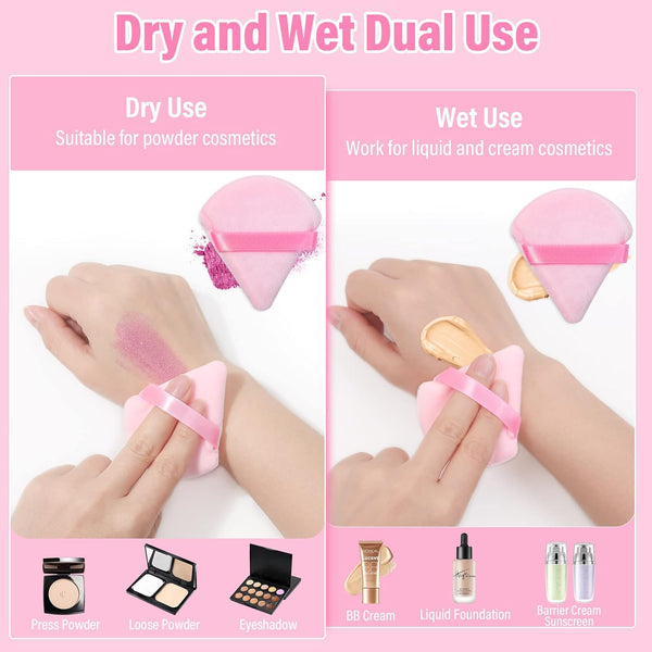 Thrilez 20Pcs Triangle Powder Puff, Loose Powder Puffs Makeup Puff for Face Powder, Setting Powder Puff for Make Up, Face Puff Pads for Press