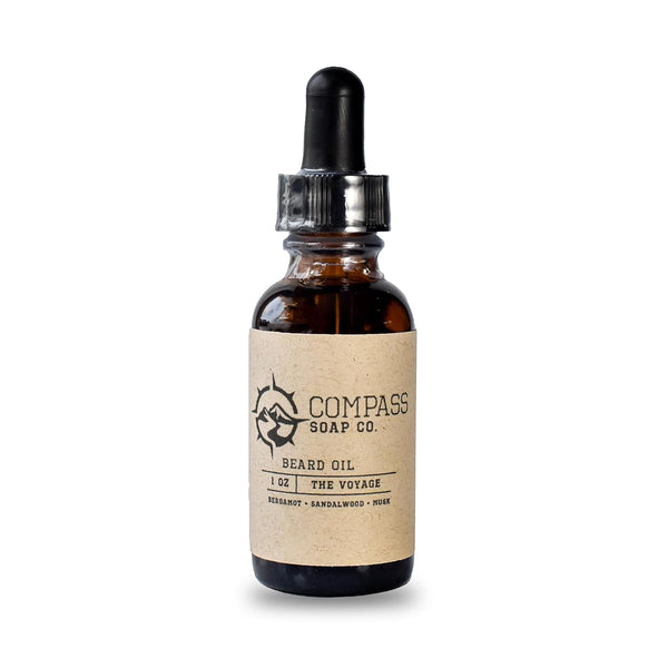 Compass Soap'S the Voyage - Natural Beard Oil for Men | Beard Oil for Nourishment and Hydration | Infused with Bergamot, Sandalwood & Musk | Best