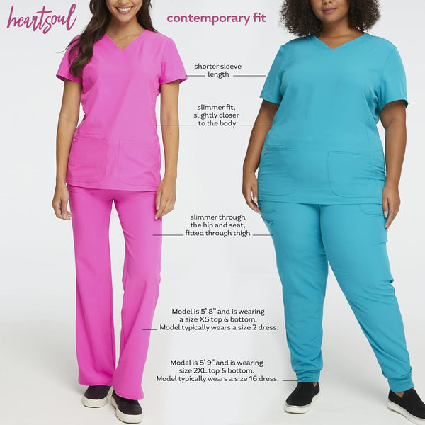 Heartsoul Scrubs for Women V-Neck Medical Top with Moisture Wicking and 360Â° Stretch Technology - 20710