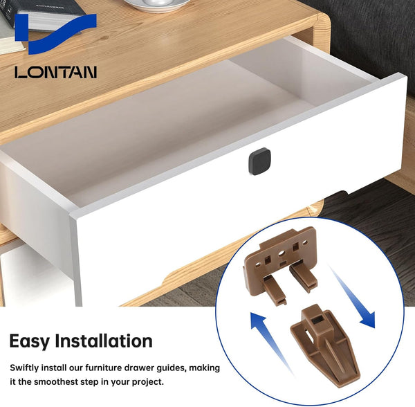 LONTAN DGSL01 Plastic Drawer Slides and Guides 2 Pack Drawer Replacement Part for Center Mount Cabinet Rails Plastic Guides for Dresser