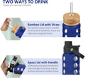 MUKOKO 24Oz Glass Water Bottle with 2 Lids-Handle Flip Lid&Bamboo Straw Lid,Motivational Water Tumbler with Time Marker Reminder and Silicone