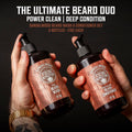 Viking Revolution Beard Wash & Beard Conditioner Set with Argan & Jojoba Oils - Softens and Strengthens - Natural Sandalwood Scent - Beard Shampoo