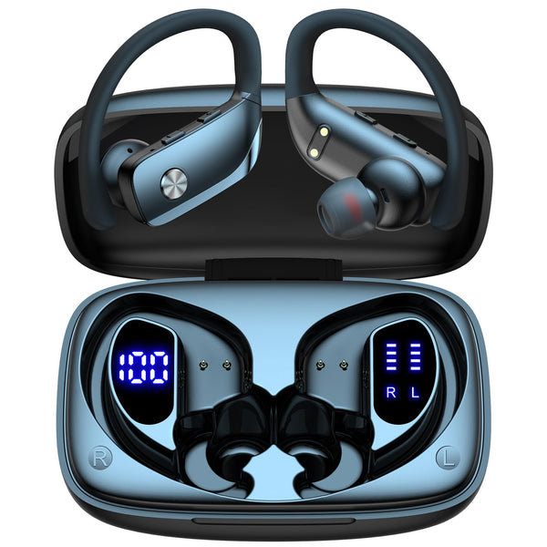 Bmani Wireless Earbuds Bluetooth Headphones 48Hrs Play Back Sport Earphones with LED Display Over-Ear Buds with Earhooks Built-In Mic Headset for