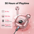 Wireless Earbuds, Bluetooth Headphones 5.3, 50H Playtime LED Display Deep Bass Ear Buds with 4 ENC Noise Cancelling Mic, IP7 Waterproof In-Ear