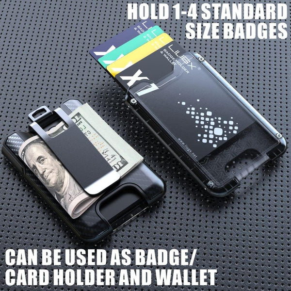 LIUGX Badge Holder, ID Card Holder with Metal Clip - Durable Polycarbonate (Holds 1 to 4 Cards), Portable Wallet for Office, Laborer, Police,