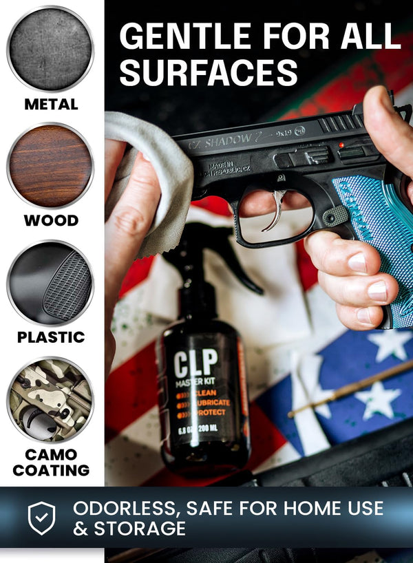 Clp Gun Cleaning Oil Kit 3-In-1 Cleans, Lubes, Protects - 6.8 Oz Sprayer Clp Gun Cleaner and Lubricant, Needle Oiler, Cleaning Patches, Cleaning