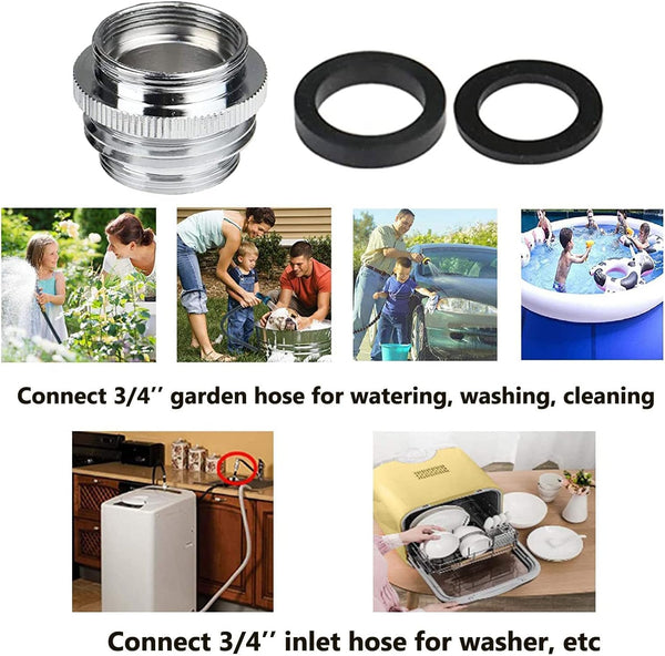Garden Hose to Sink Faucet Adapter, 2 Pack Kitchen Sink Faucet Adapter Connect to Different Hoses, Brass Adapter for Female to Male and Male to