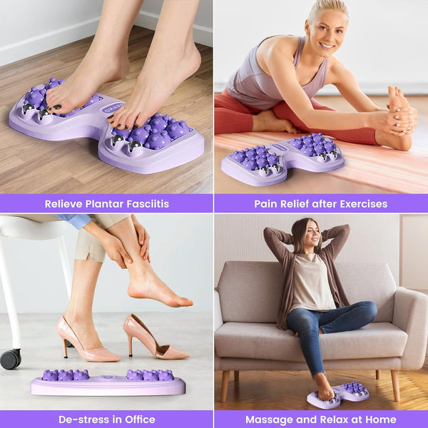 Foot Massager Roller for Plantar Fasciitis Relief, Dual Foot Acupressure Therapy for Pain Relief, Stress Relief and Improved Circulation, Portable