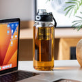 34Oz Glass Water Bottle with Capacity Mark & Stainless Steel Tea Strainer-Large Capacity for Hot/Cold Drinks,Coffee,Tea,And Water-Includes