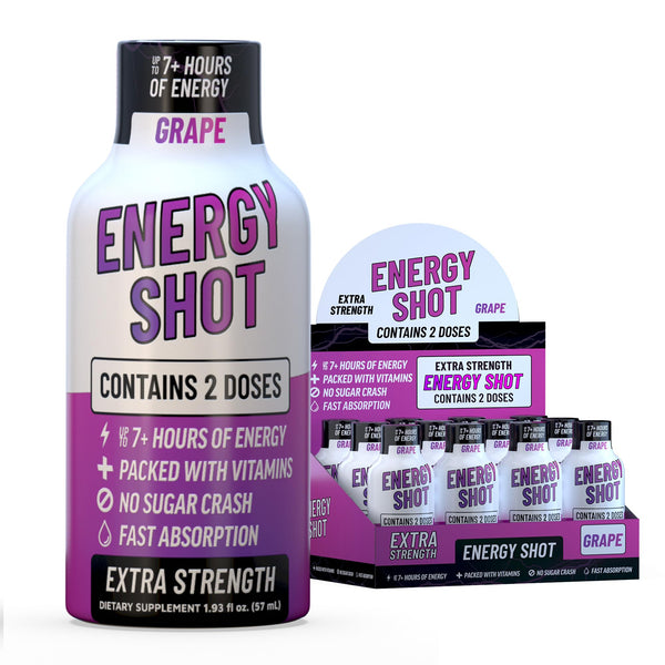 Grade a Quality Daily Energy Shot â Grape â 2 Servings â 260Mg Caffeine, B-Vitamins â Energy & Productivity Support â Zero Sugar, Vegan,