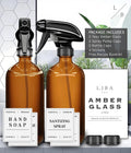 Liba Amber Glass Spray Bottles 2 Pack, 16 Oz Refillable Empty Spray Bottle for Cleaning, Essential Oils, Hair, Plants, Adjustable Nozzle for